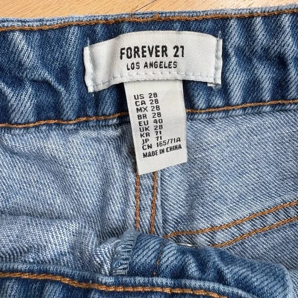 Forever 21 Blue Distressed Jean Shorts High-Waisted - Picture 4 of 4